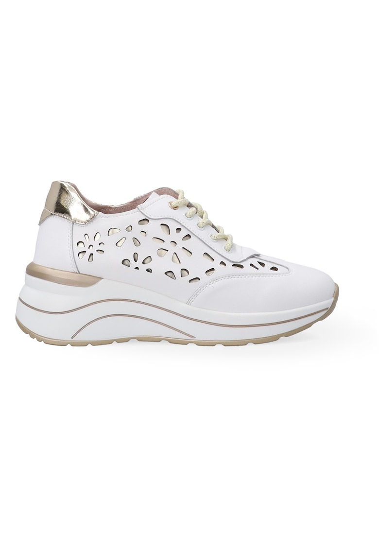 Pantofi sport din piele cu talpa wedge si decupaje