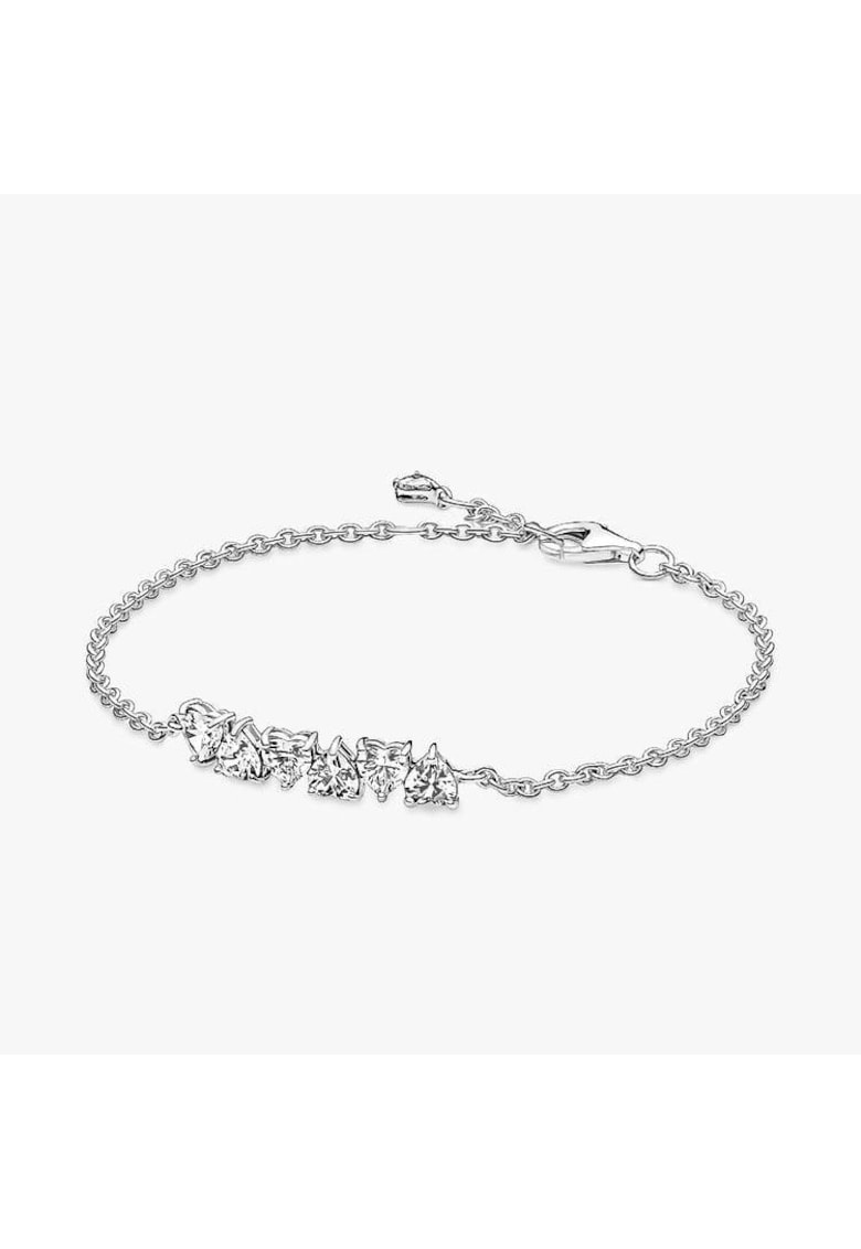 Bratara Endless tip lant cu inimioare Zirconiu din Argint 925 - 18cm