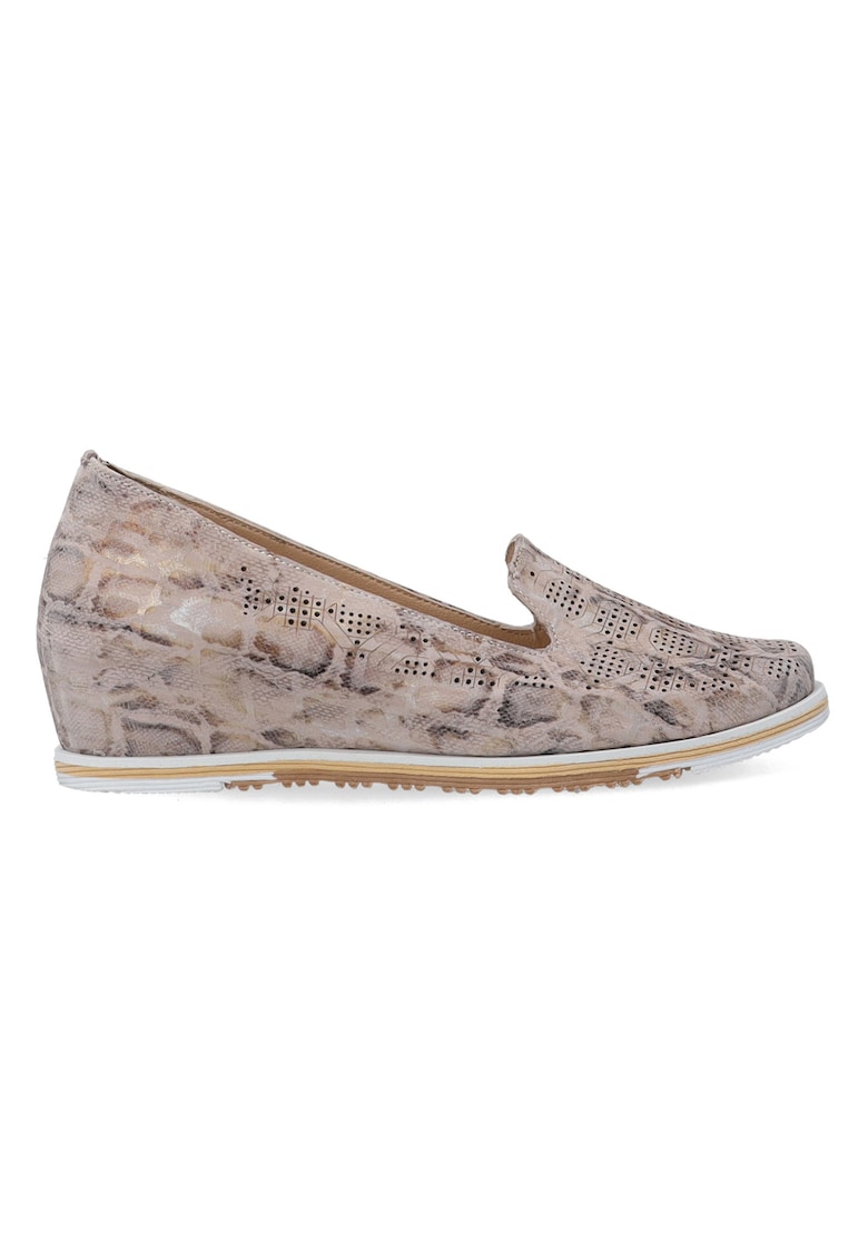 Pantofi wedge din piele - cu imprimeu piele de reptila