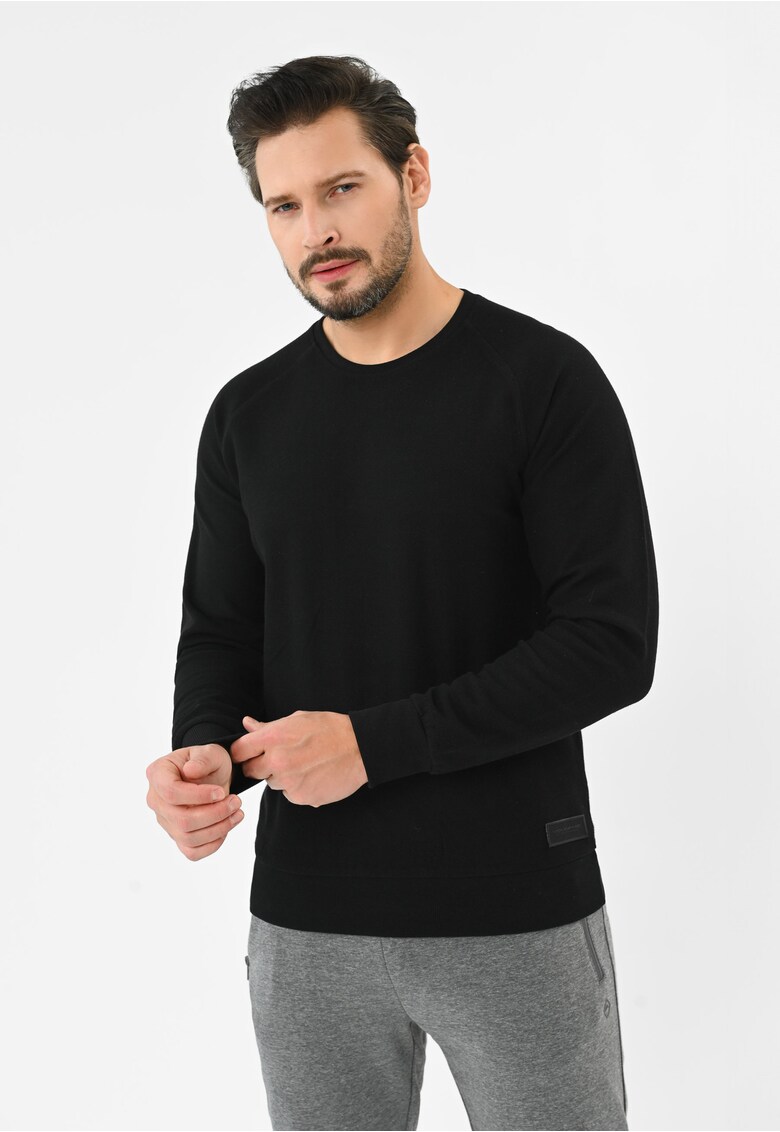 Bluza de trening din bumbac cu textura - B-Lion - negru - Negru