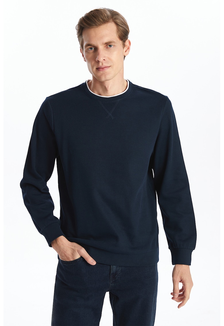 Bluza uni de trening cu decolteu la baza gatului - Alb/Bleumarin