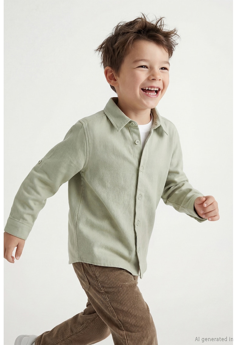 Camasa din bumbac cu guler clasic - Verde fistic