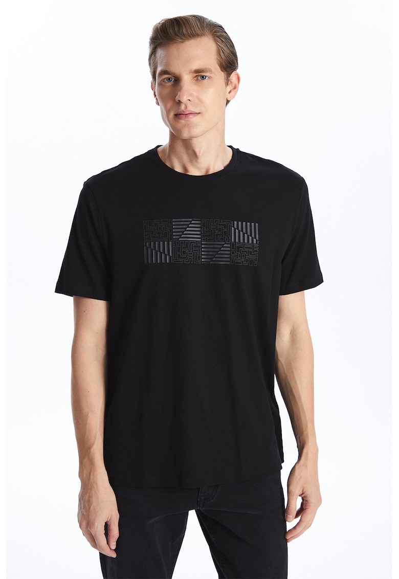Tricou din bumbac cu imprimeu grafic - Negru