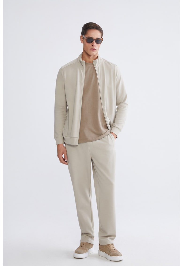 Pantaloni de trening cu model uni si talie ajustabila - Bej deschis