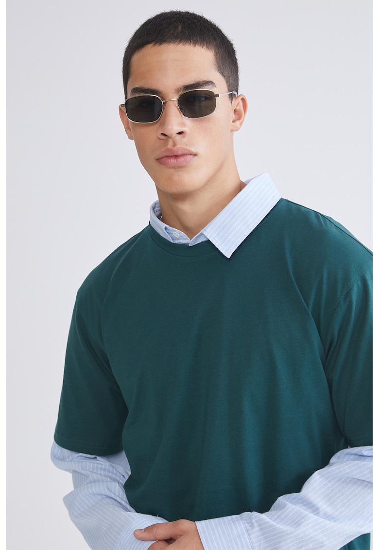 Tricou lejer cu model uni - Verde englez