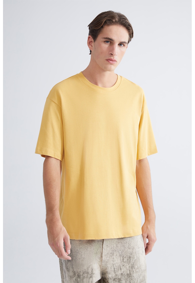 Tricou lejer cu model uni - Galben sofran