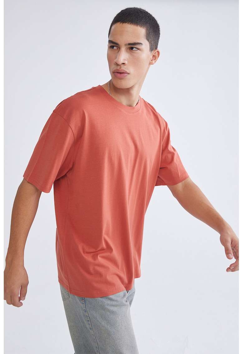 Tricou lejer cu model uni - Coral