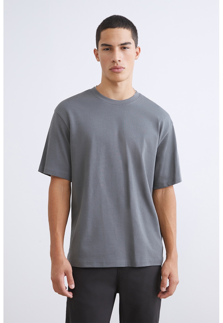 Tricou lejer cu model uni - Gri inchis