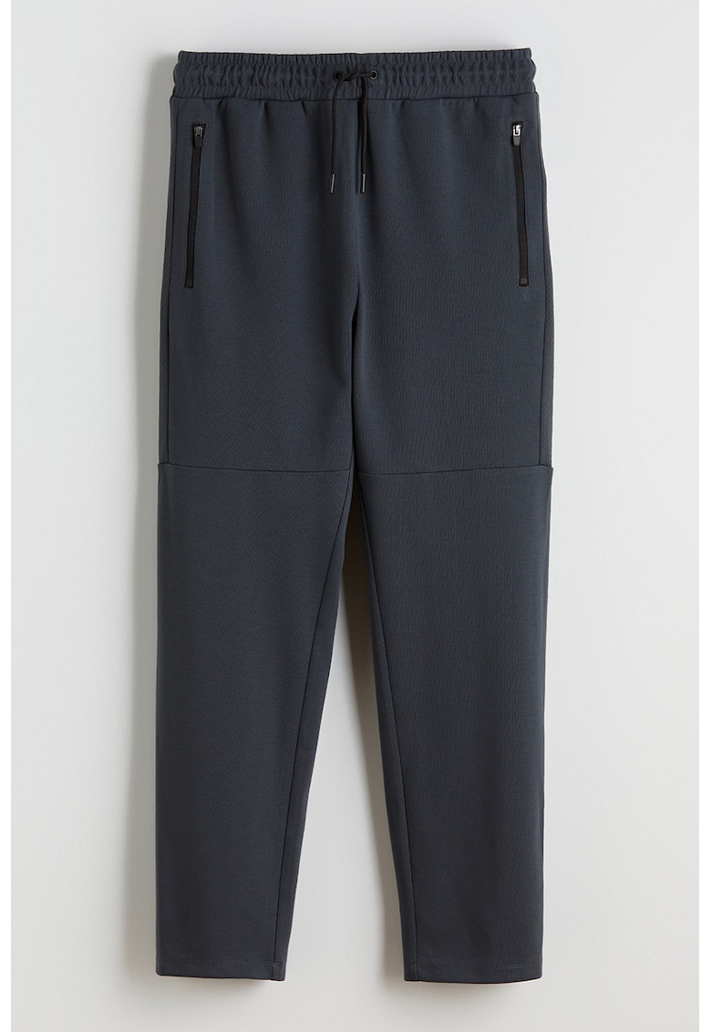 Pantaloni de trening cu snur de ajustare si buzunare cu fermoar - Gri carbune