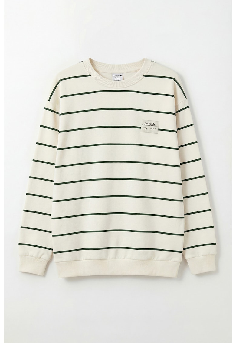 Bluza de trening din bumbac cu dungi - Crem