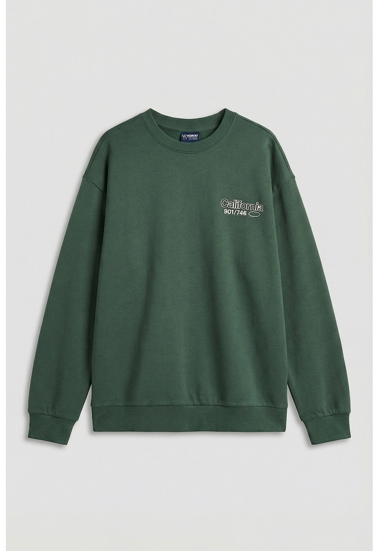 Bluza de trening cu imprimeu pe partea din spate - Verde inchis