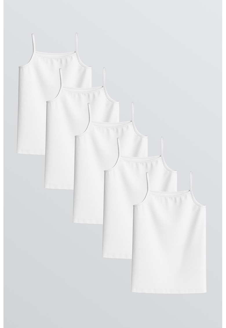 Set de top din bumbac - 5 piese - Alb