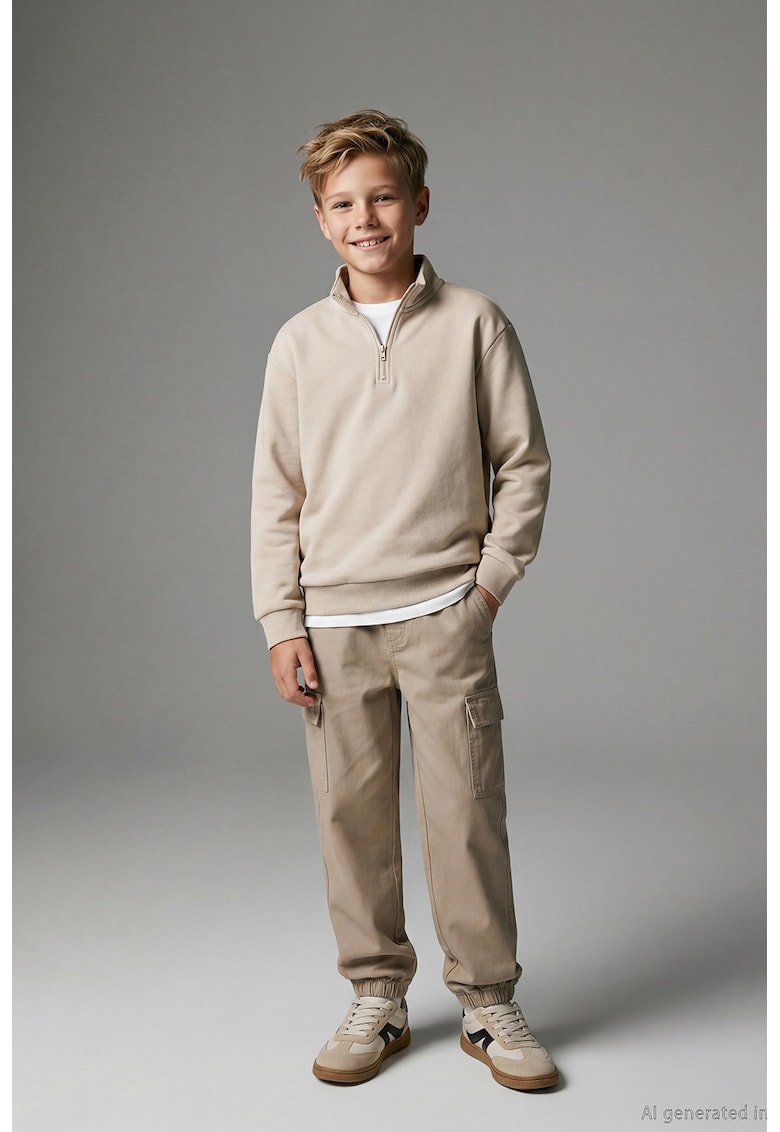 Pantaloni cargo cu model uni - Bej