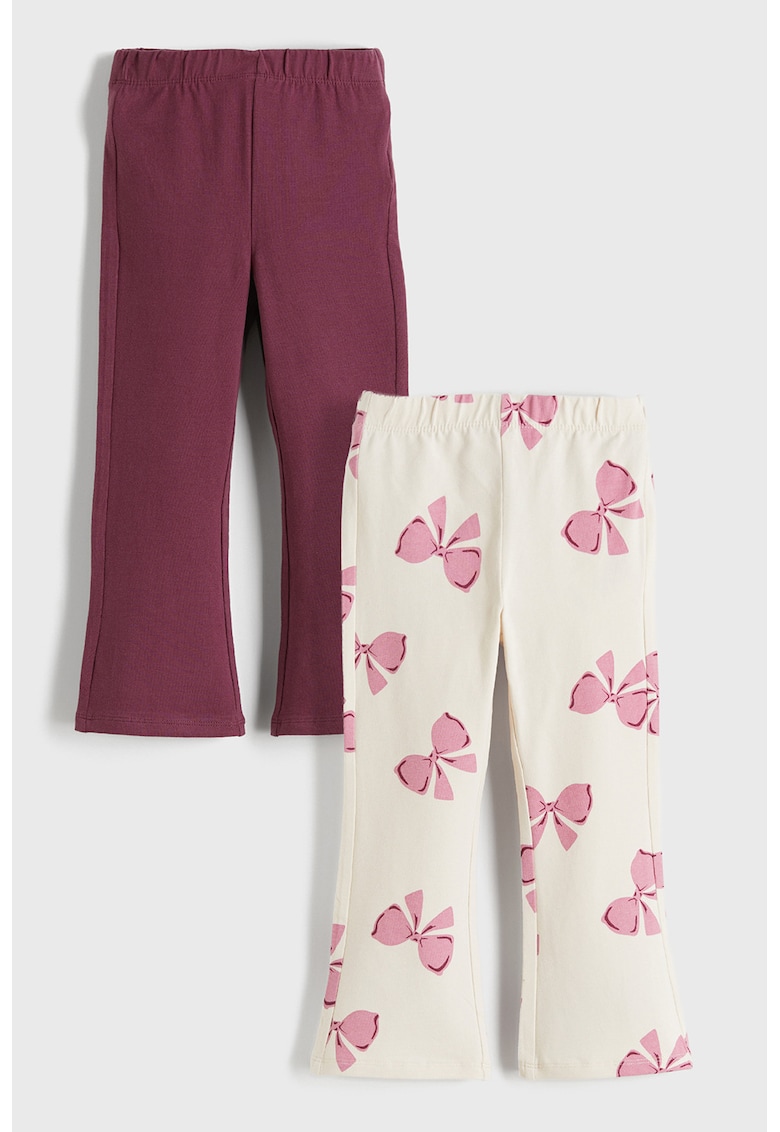 Set de pantaloni din amestec de bumbac - 2 piese - Roz deschis/Bej/Violet tyrian