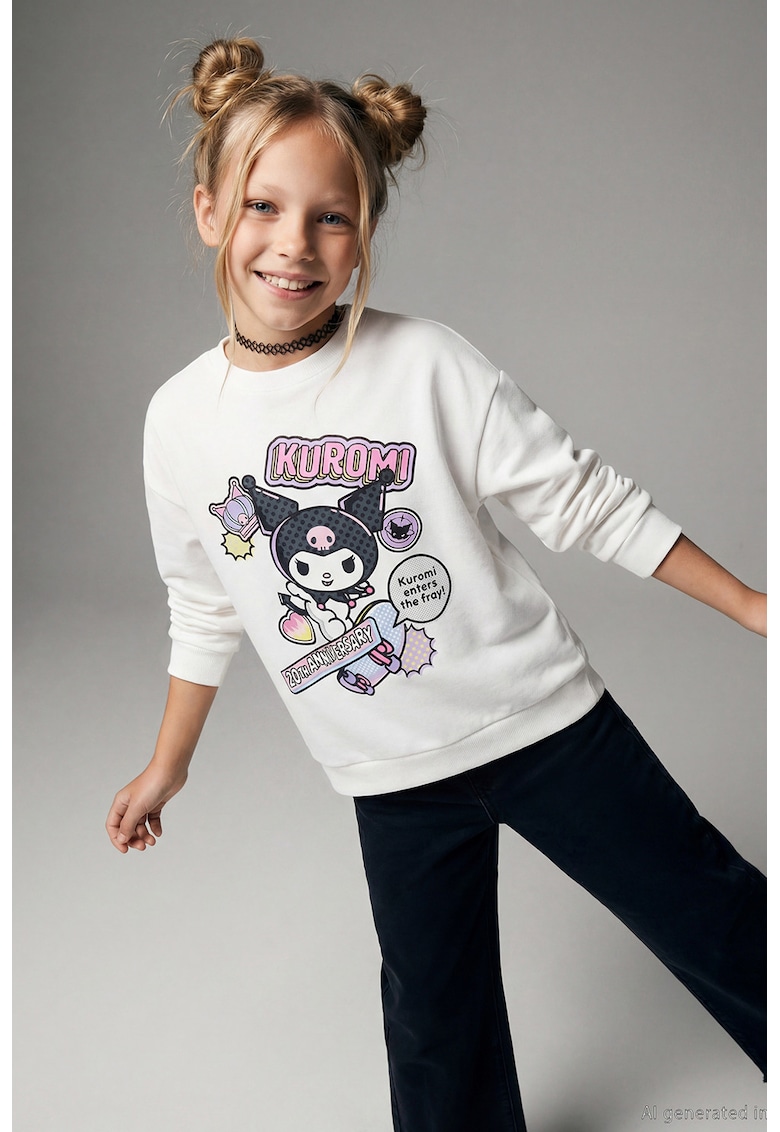 Bluza de trening din amestec de bumbac cu imprimeu Kuromi - Roz deschis/Lila/Alb murdar