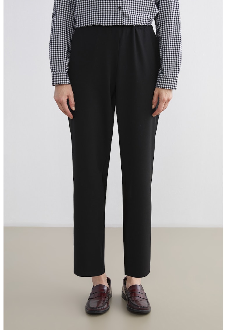 Pantaloni conici cu talie elastica - Negru