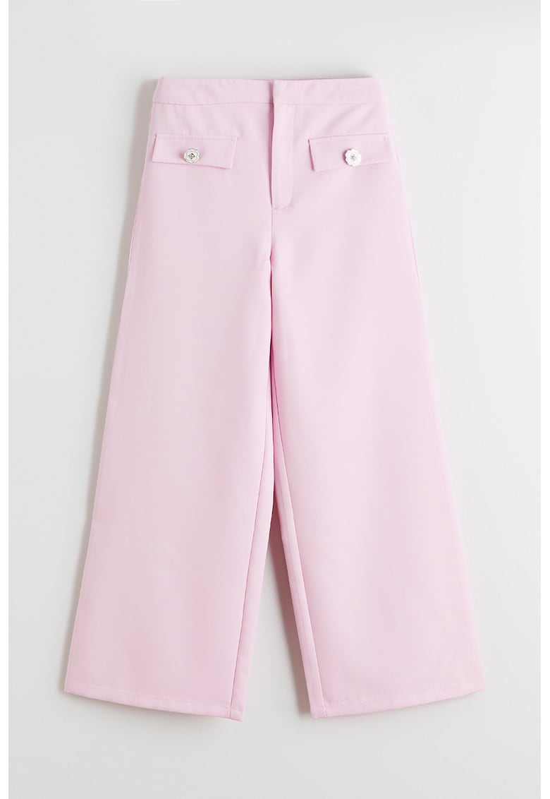 Pantaloni cu croiala ampla si buzunare false - Roz pastel