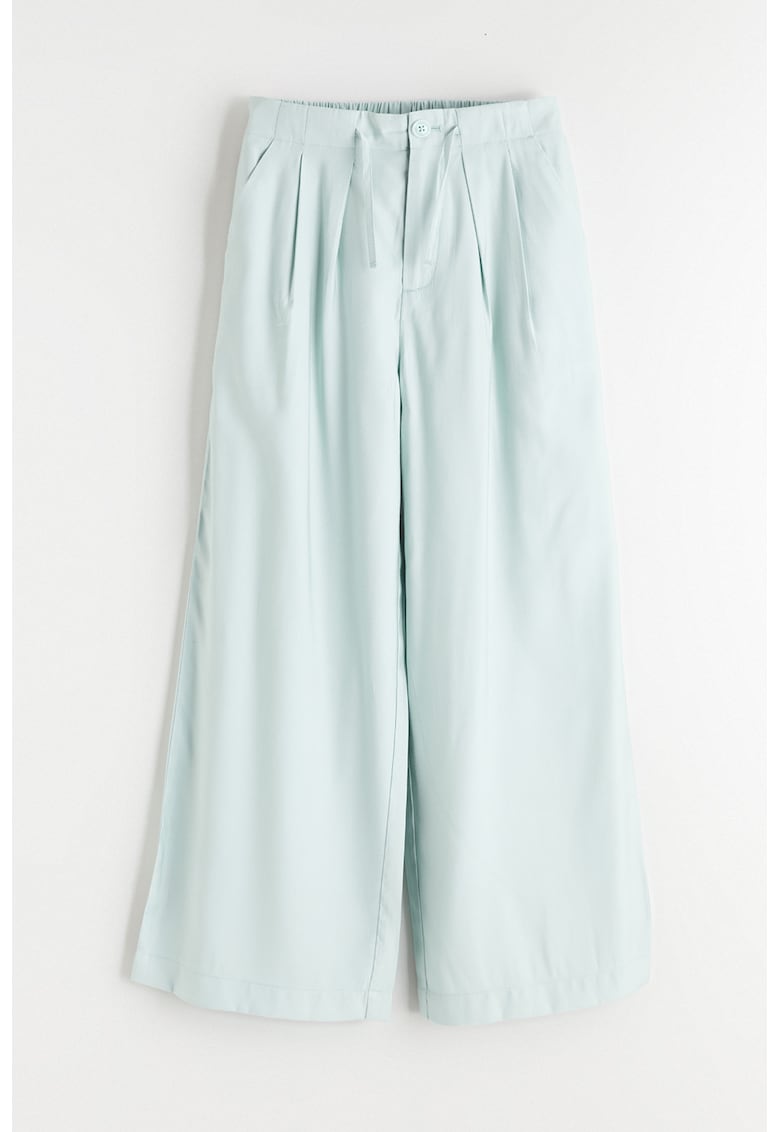 Pantaloni cu croiala ampla si snur - Albastru aquamarin