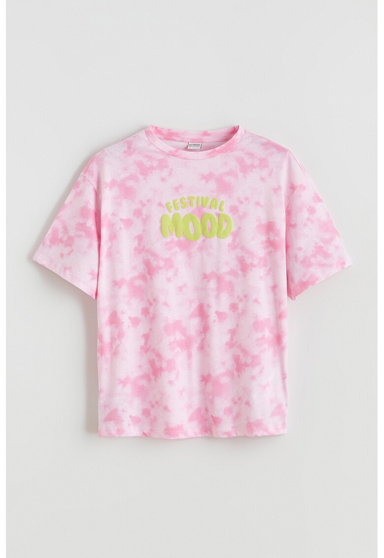Tricou lejer din bumbac cu model tie-dye - Alb/Roz pastel
