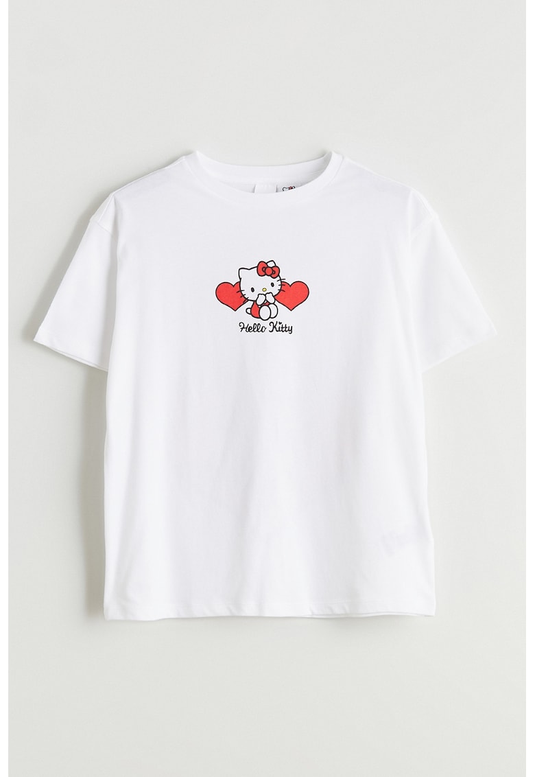 Tricou cu imprimeu Hello Kitty - Rosu/Negru stins/Alb optic