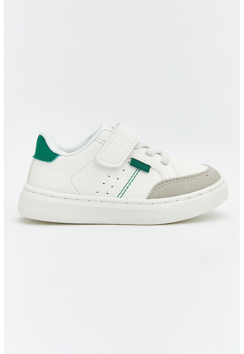 Pantofi sport din piele ecologica cu garnituri din material textil - Verde/Alb murdar
