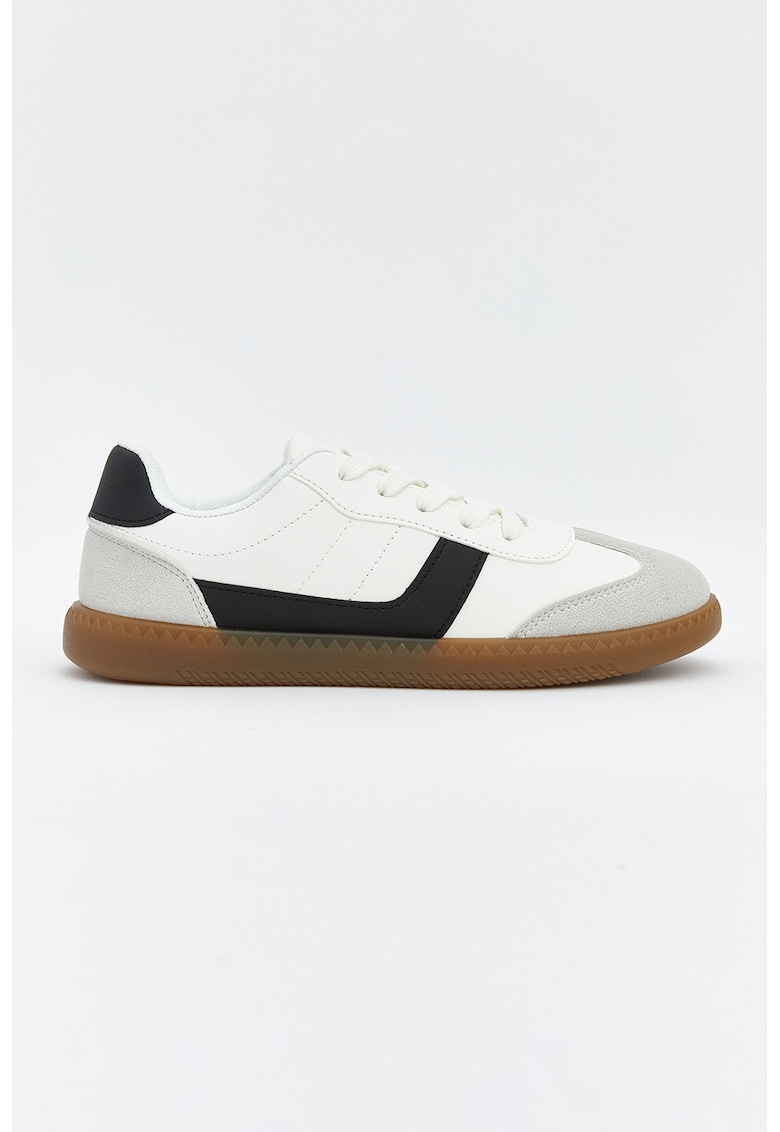 Pantofi sport low-cut cu detaliu contrastant - Negru stins/Caramel/Alb murdar