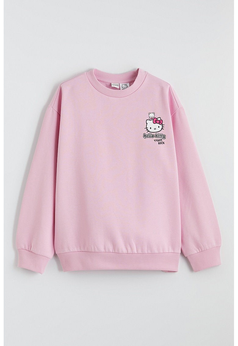 Bluza de trening cu imprimeu Hello Kitty - Roz