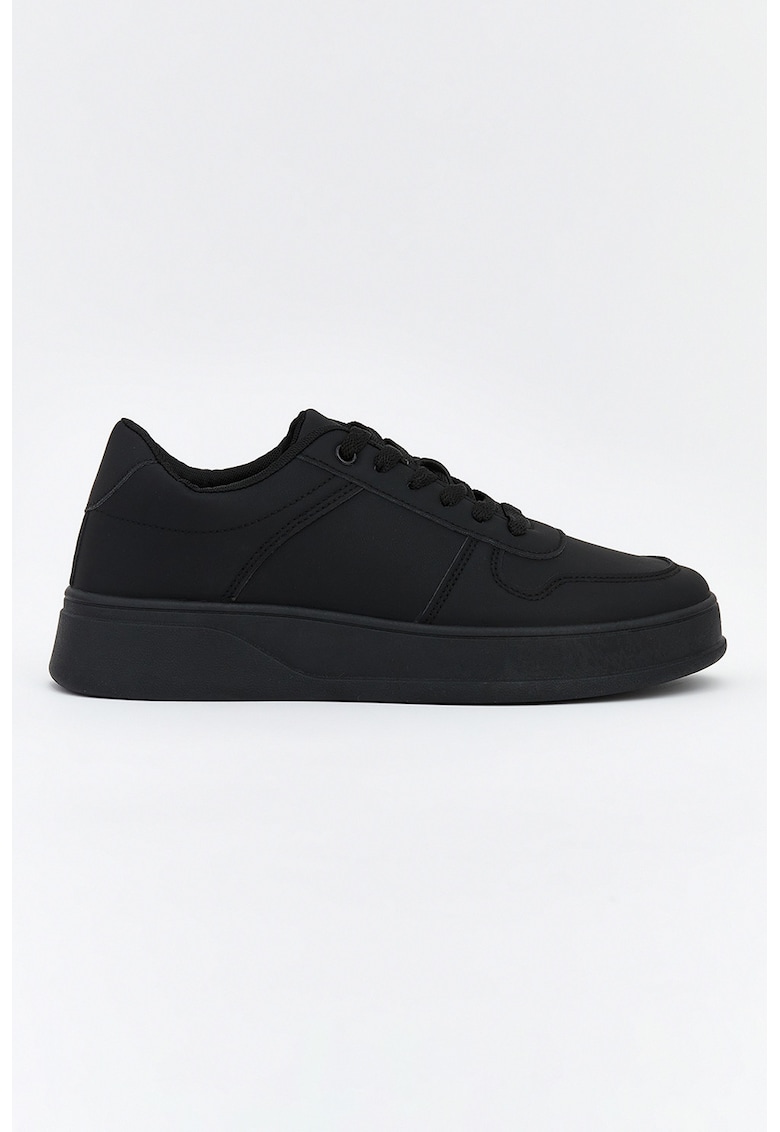 Pantofi sport low cut cu model uni - Negru
