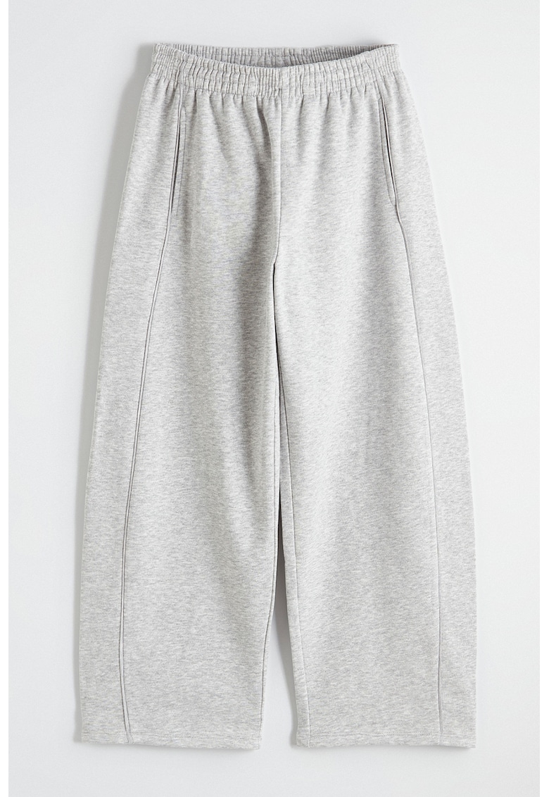Pantaloni cu croiala ampla si talie elastica - Gri deschis