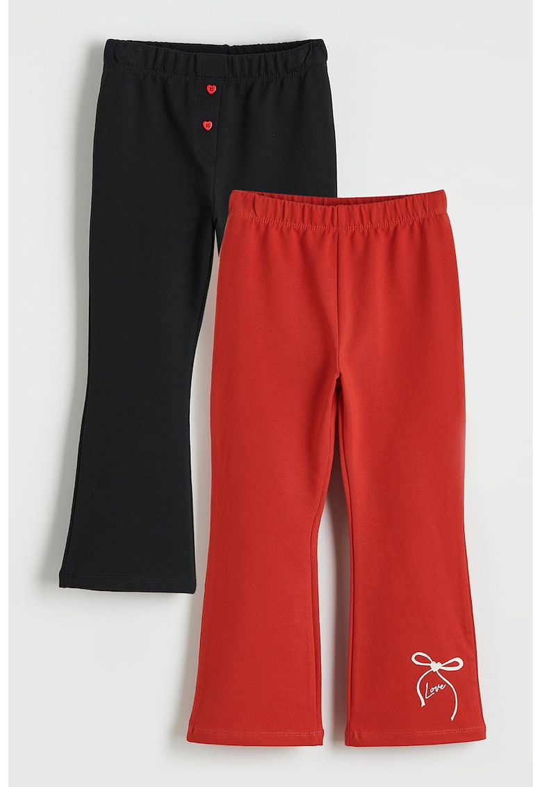 Set de pantaloni evazati din amestec de bumbac - 2 perechi - Rosu/Negru