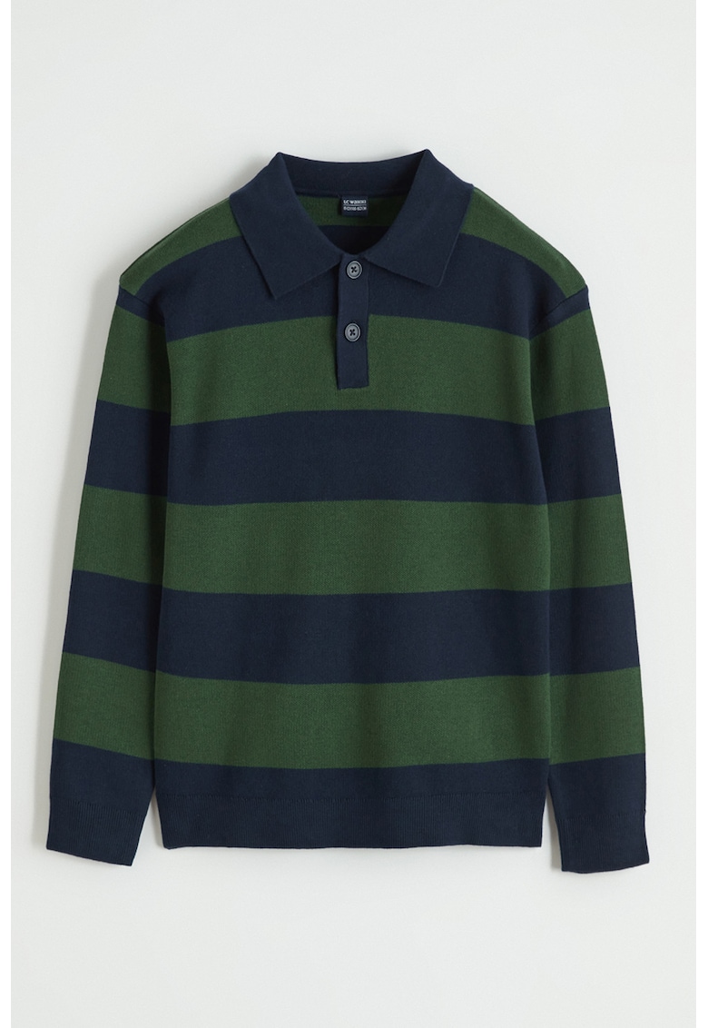 Bluza polo cu dungi - Verde/Albastru ultramarin