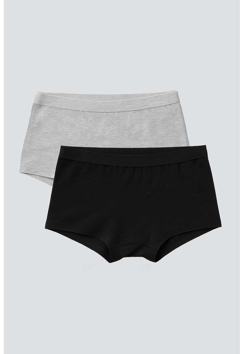 Set de boxeri uni - 2 perechi - Negru/Gri deschis