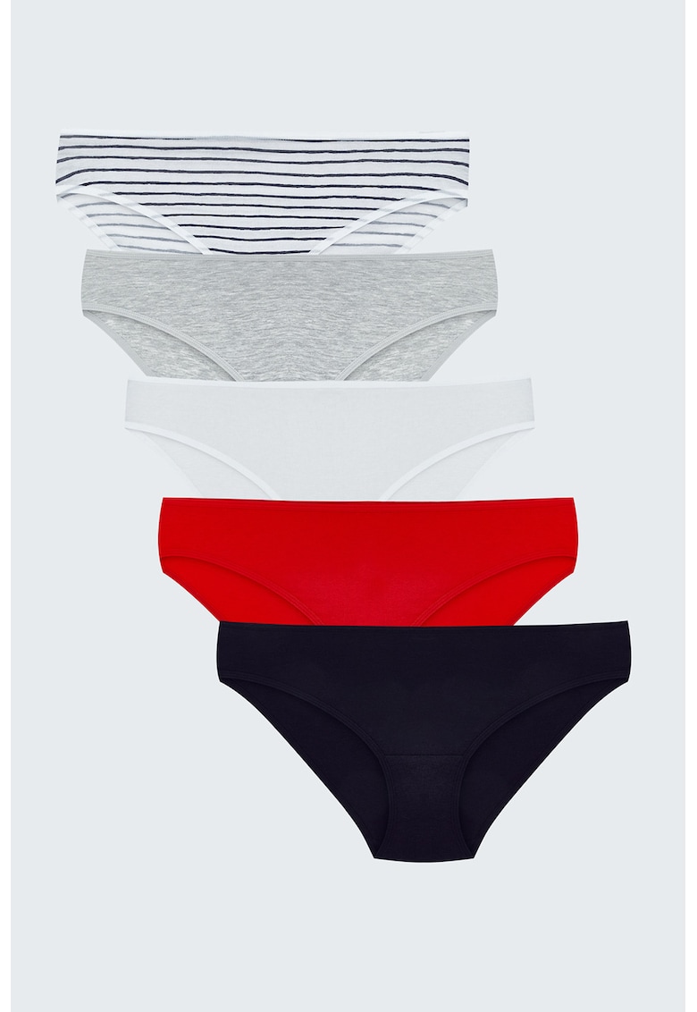 Set de chiloti din amestec de bumbac - 5 perechi - Multicolor