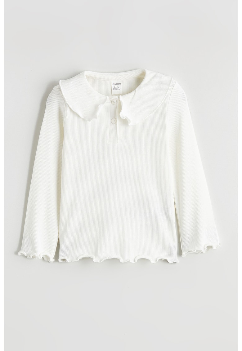 Bluza striata cu guler Peter Pan - Alb