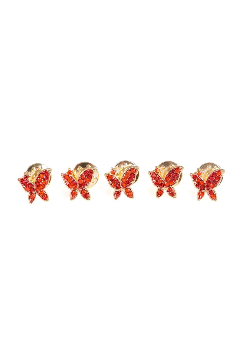 Set 5 broşe roşu - metalic - 1cm