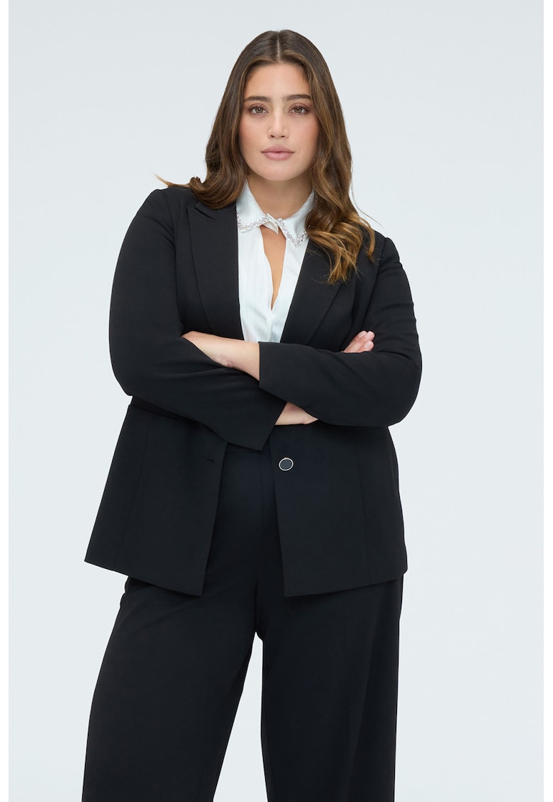 Sacou uni cu nasturi - Negru
