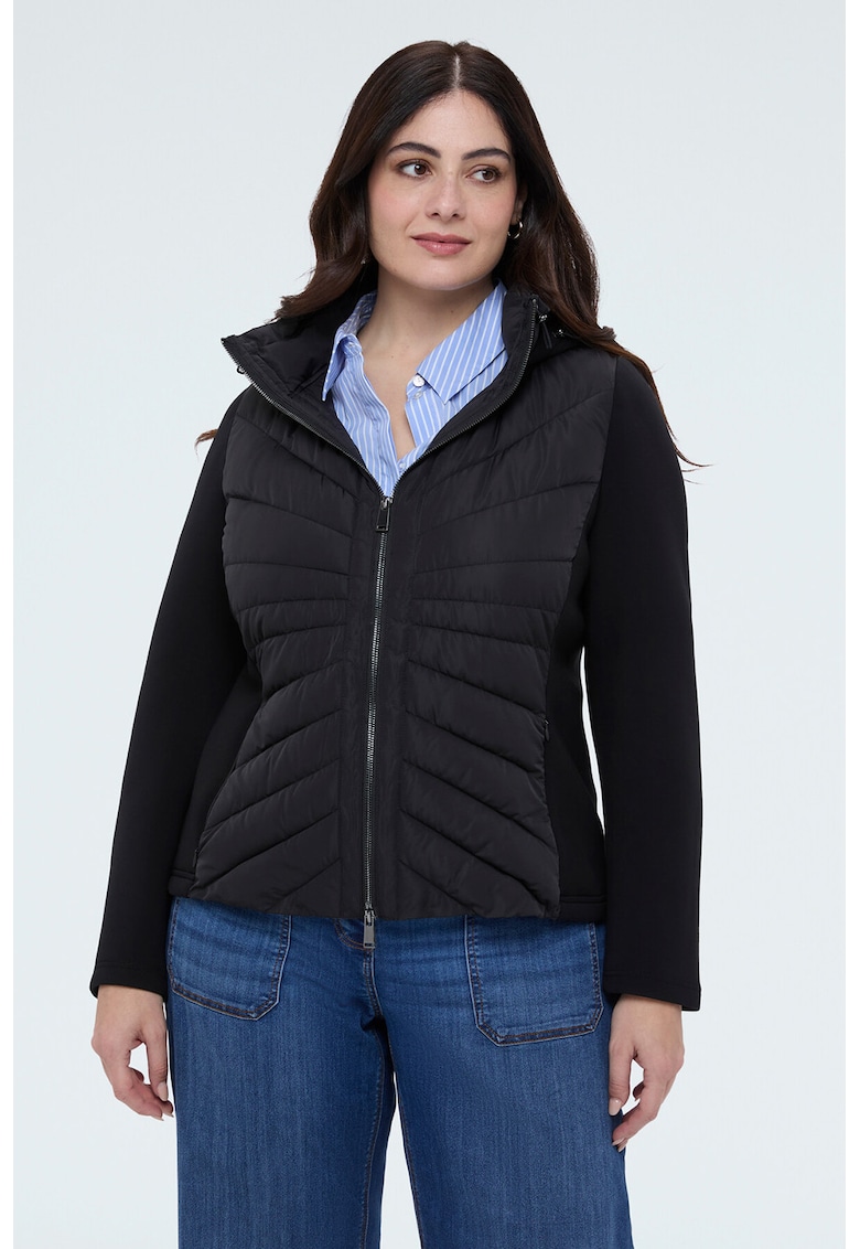 Jacheta cambrata cu gluga - Negru