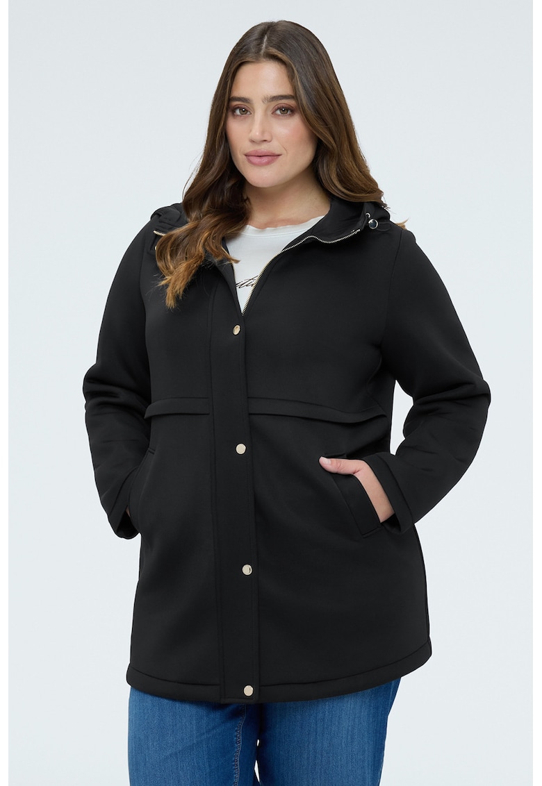 Palton uni cu gluga - Negru