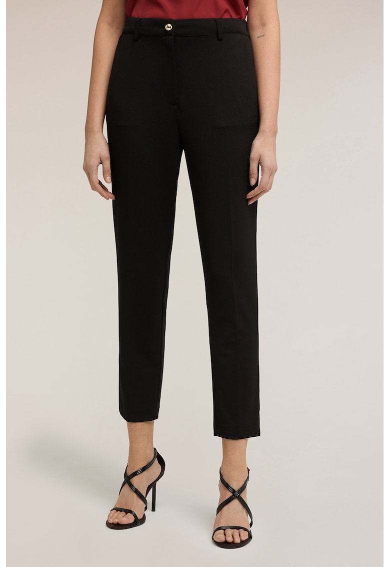 Pantaloni crop cu talie inalta - Negru