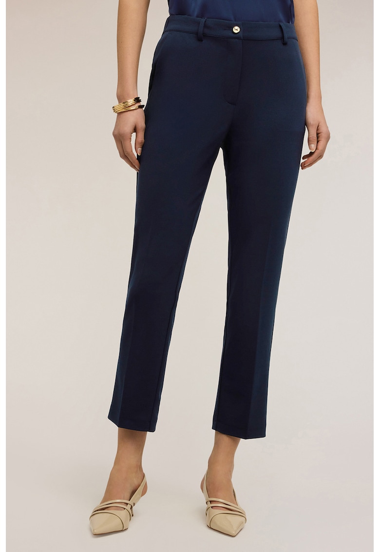 Pantaloni crop cu talie inalta - Bleumarin
