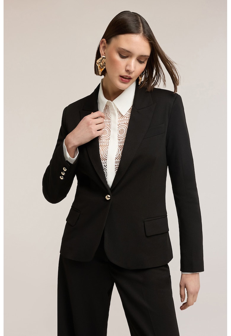 Sacou regular-fit cu nasturi - Negru