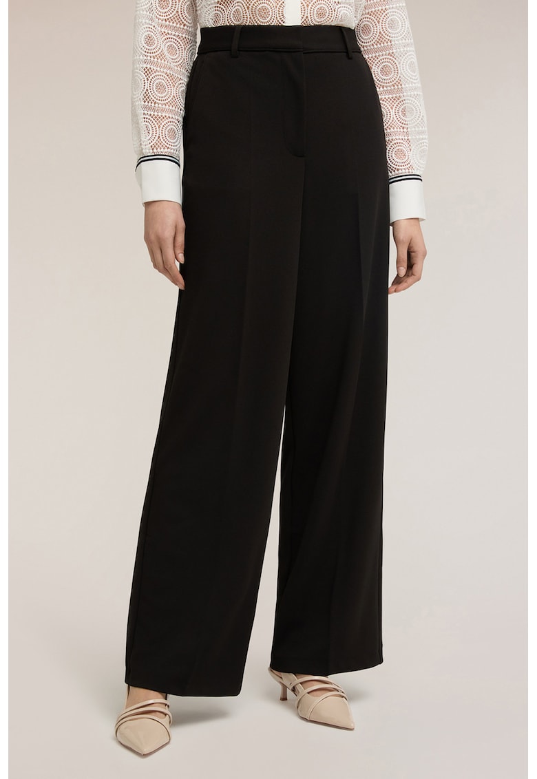 Pantaloni cu croiala ampla si buzunare laterale - Negru