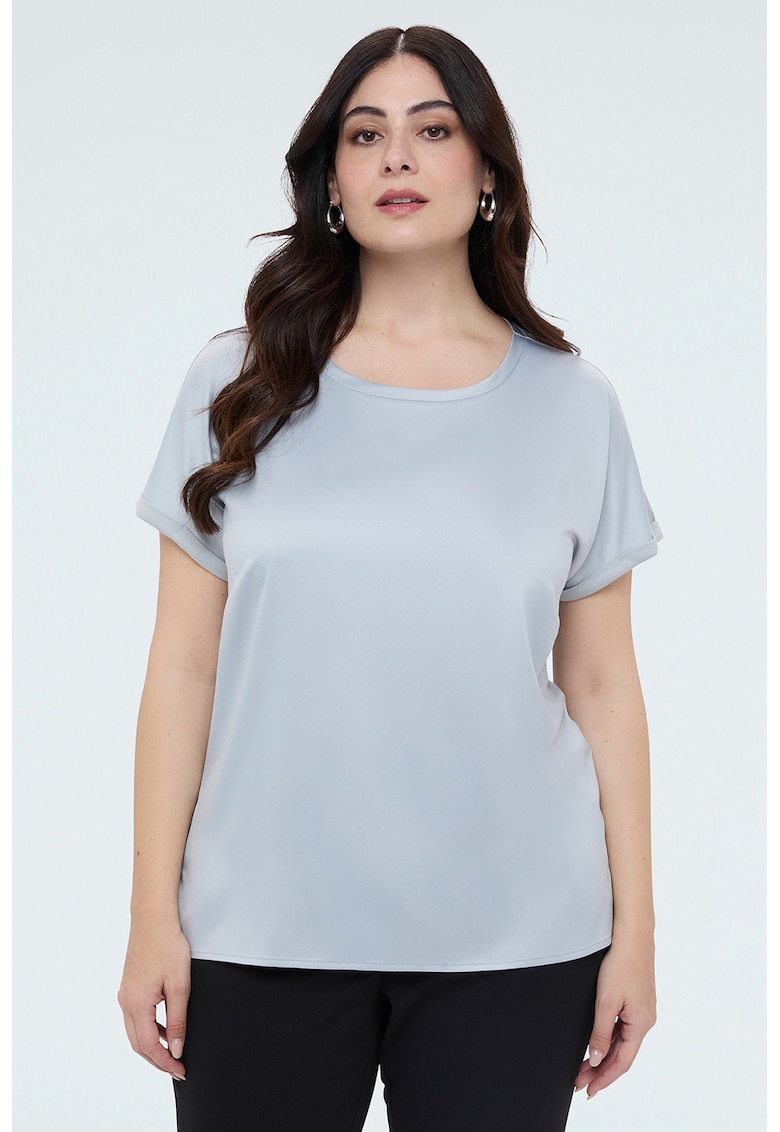 Tricou uni cu decolteu rotund - Alb