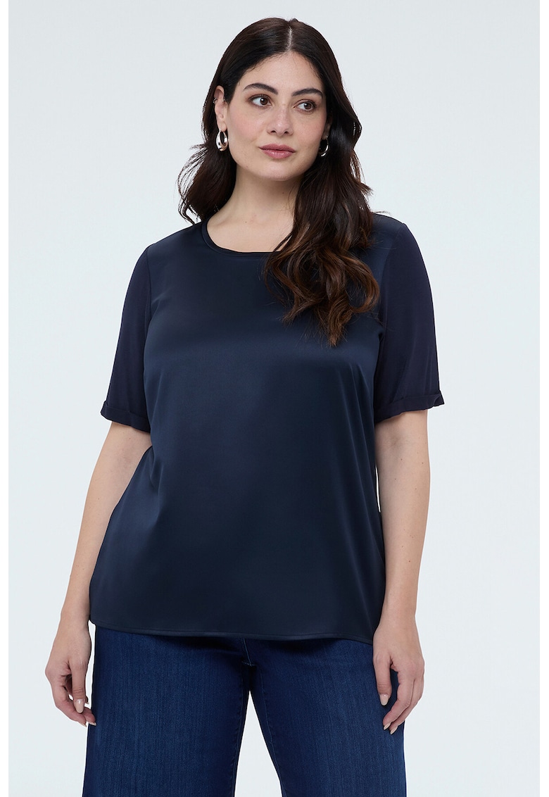 Bluza uni cu decolteu rotund - Bleumarin