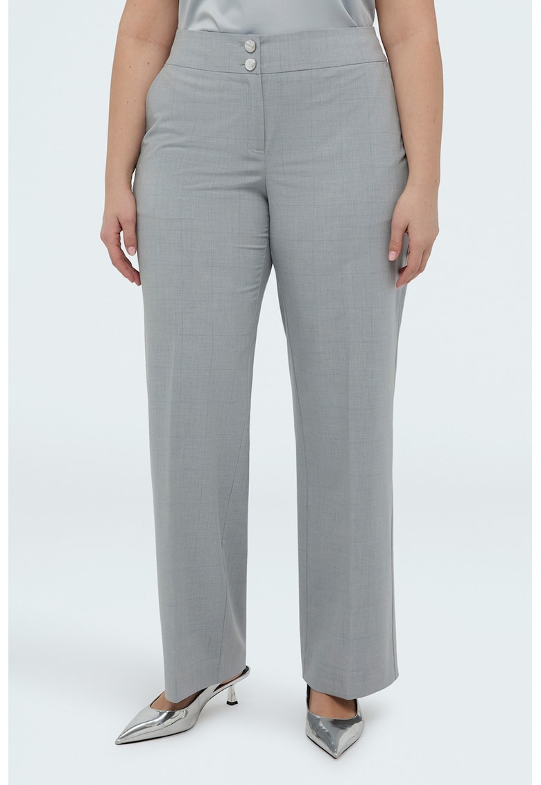 Pantaloni drepti cu talie elastica - Gri deschis