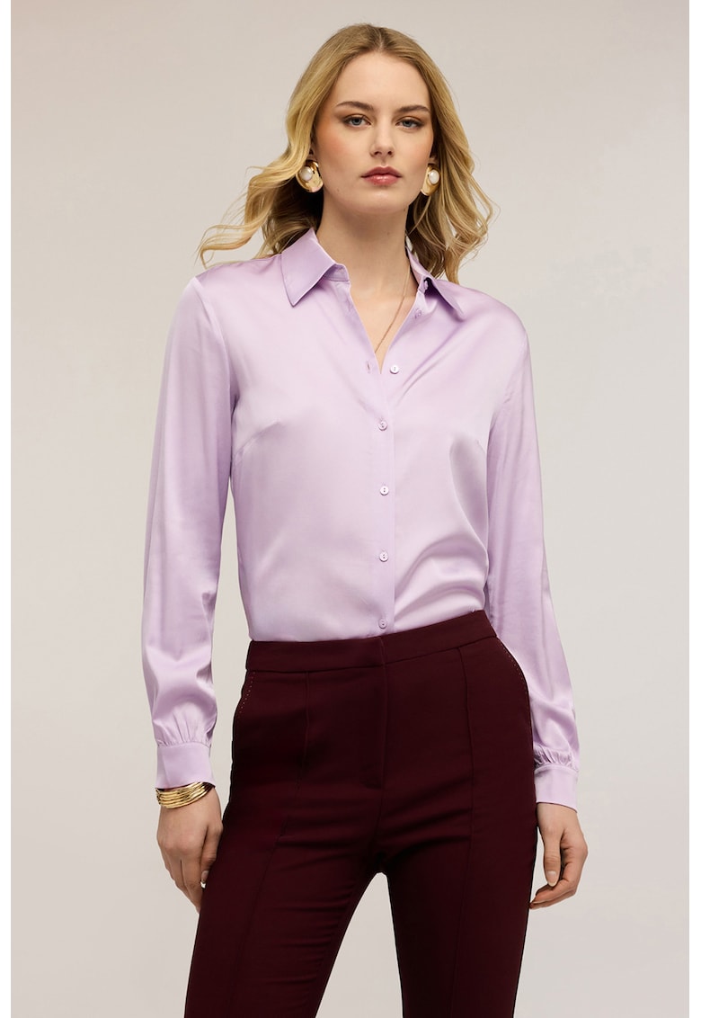 Camasa uni cu aspect de satin - Lila