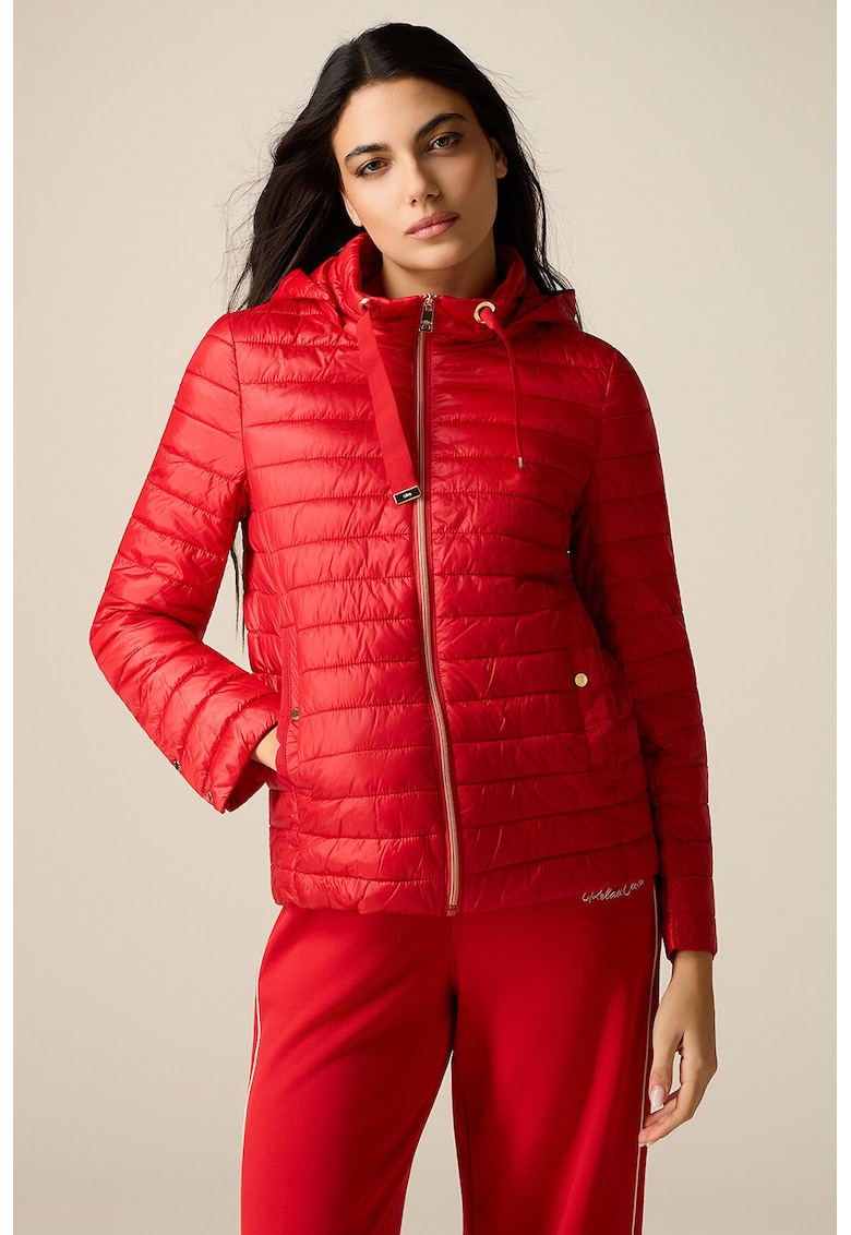 Jacheta cu gluga si fermoar - Rosu