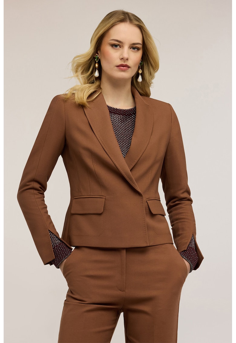 Sacou crop cu nasturi - Caramel