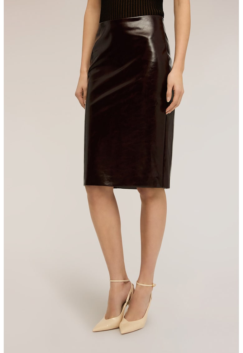 Fusta midi cu slit pe partea din spate - Maro inchis