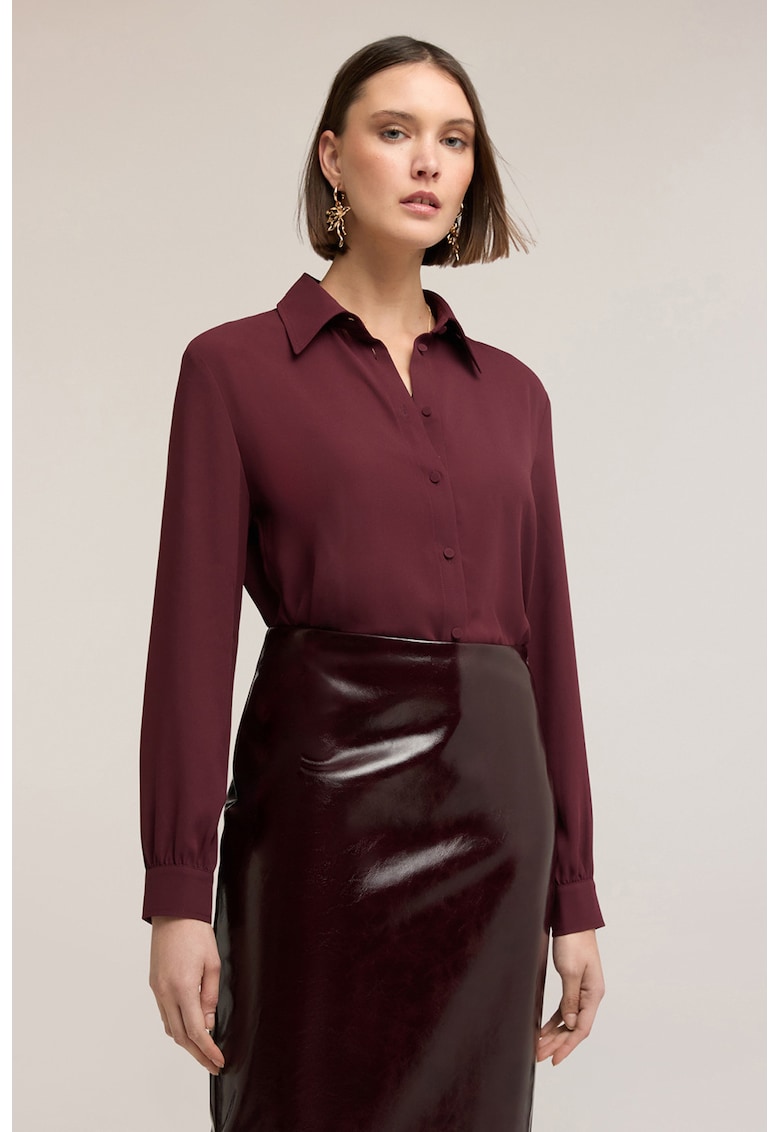 Camasa regular-fit cu model uni - Visiniu